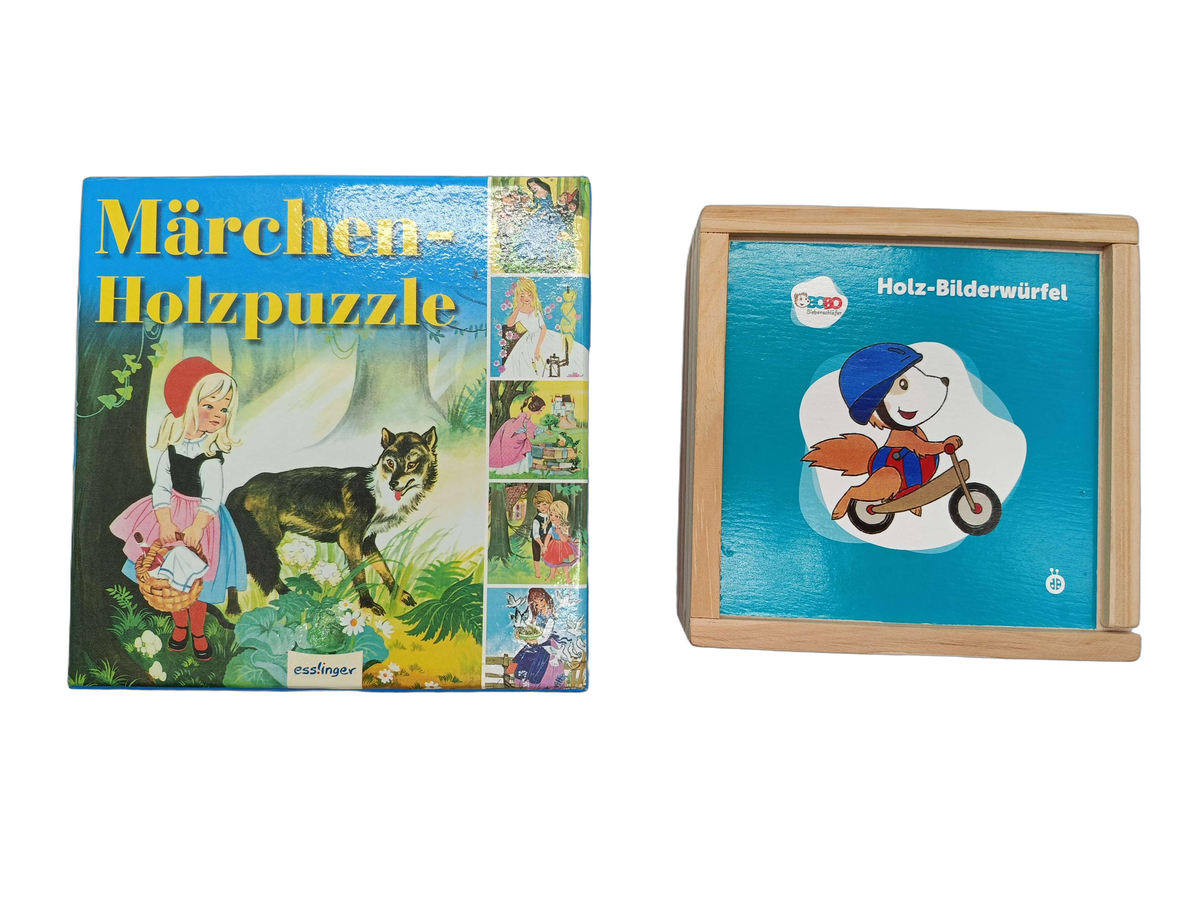 Bundle Märchen Set von 2 Holzpuzzle & Bilderwürfel