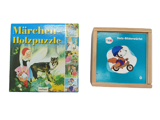 Bundle Märchen Set von 2 Holzpuzzle & Bilderwürfel