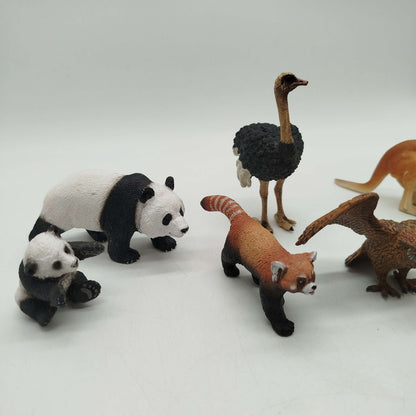 Bundle Tiere Set von 8 Panda & Känguru Figuren