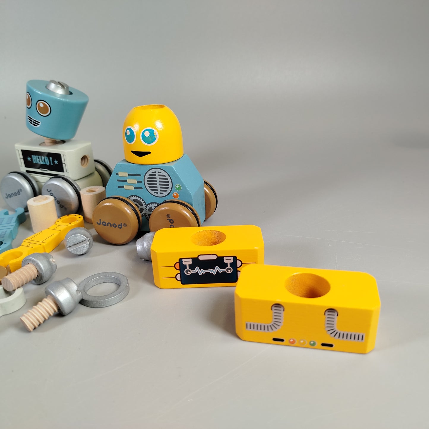 Janod Roboter Holzspielzeug Set, kreativ, vielseitig, pädagogisch