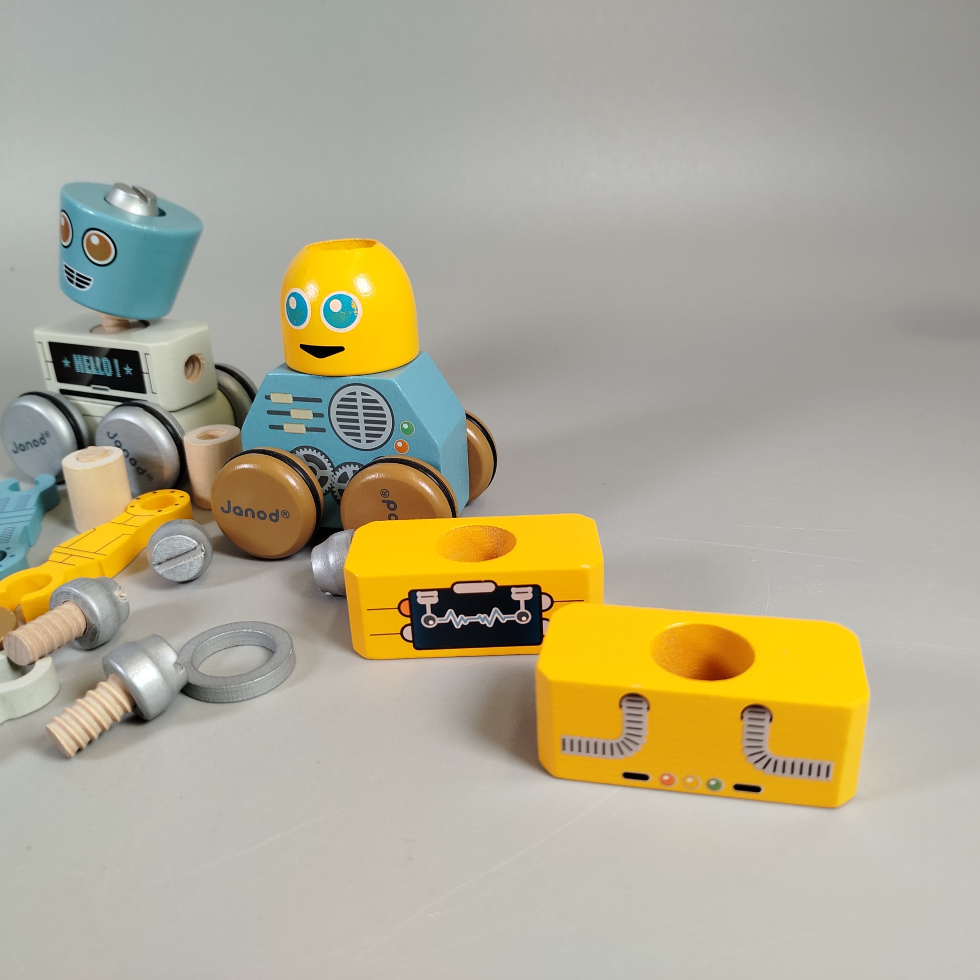 Janod Roboter Holzspielzeug Set, kreativ, vielseitig, pädagogisch