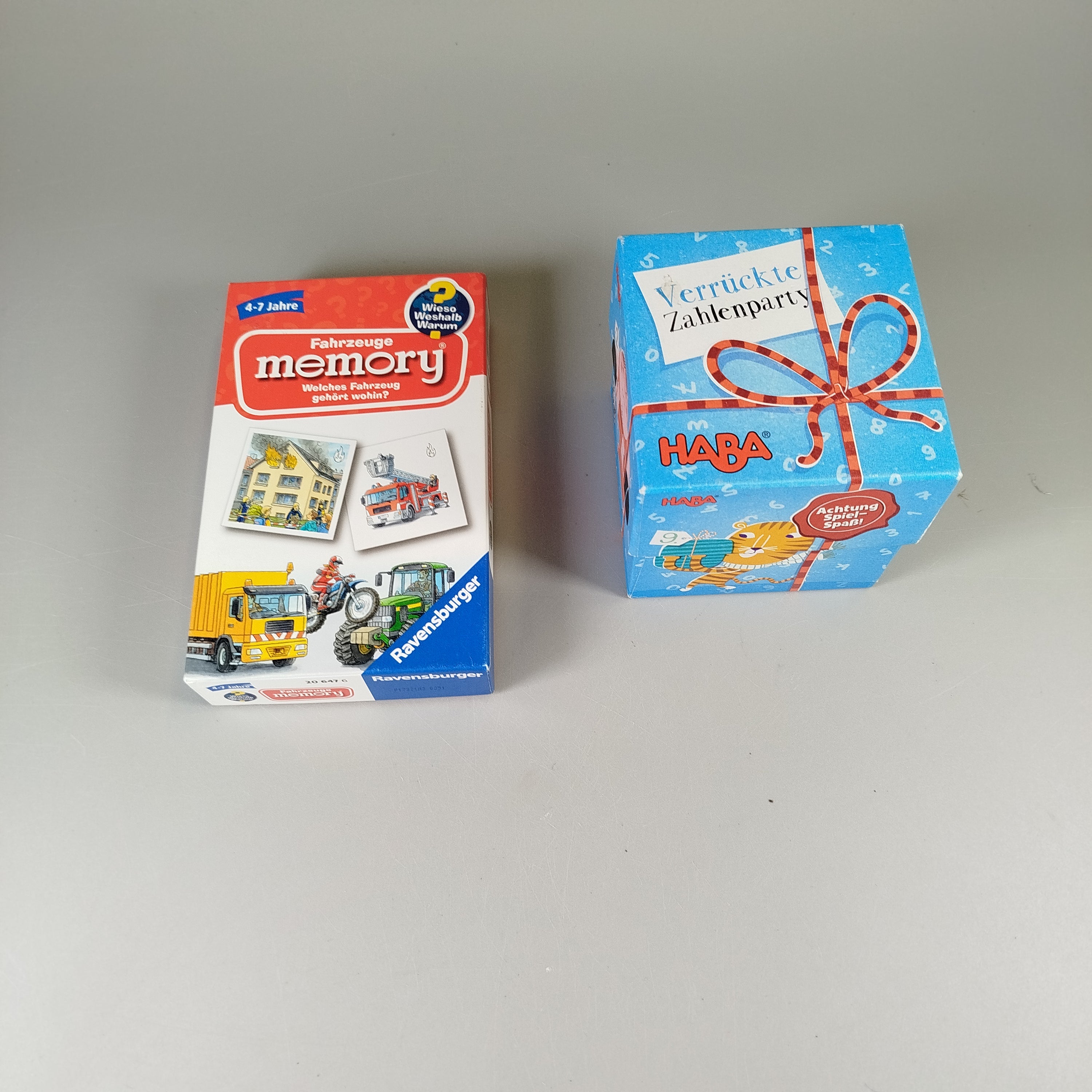 Ravensburger & HABA Brettspiel-Set – Fahrzeuge Memory & Zahlenparty