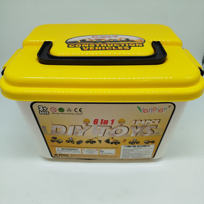 VonPlay Baufahrzeuge 6-in-1 DIY Konstruktionsset mit Werkzeug, OVP