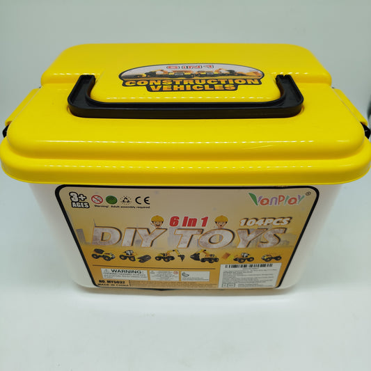 VonPlay Baufahrzeuge 6-in-1 DIY Konstruktionsset mit Werkzeug, OVP