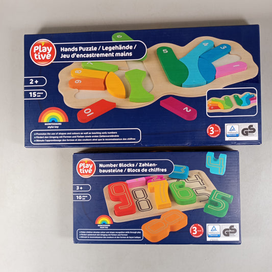 Playtive Bundle Montessori von 2 Puzzle & Zahlen, ab 3 4 5 Jahre | ✅ geprüft 
