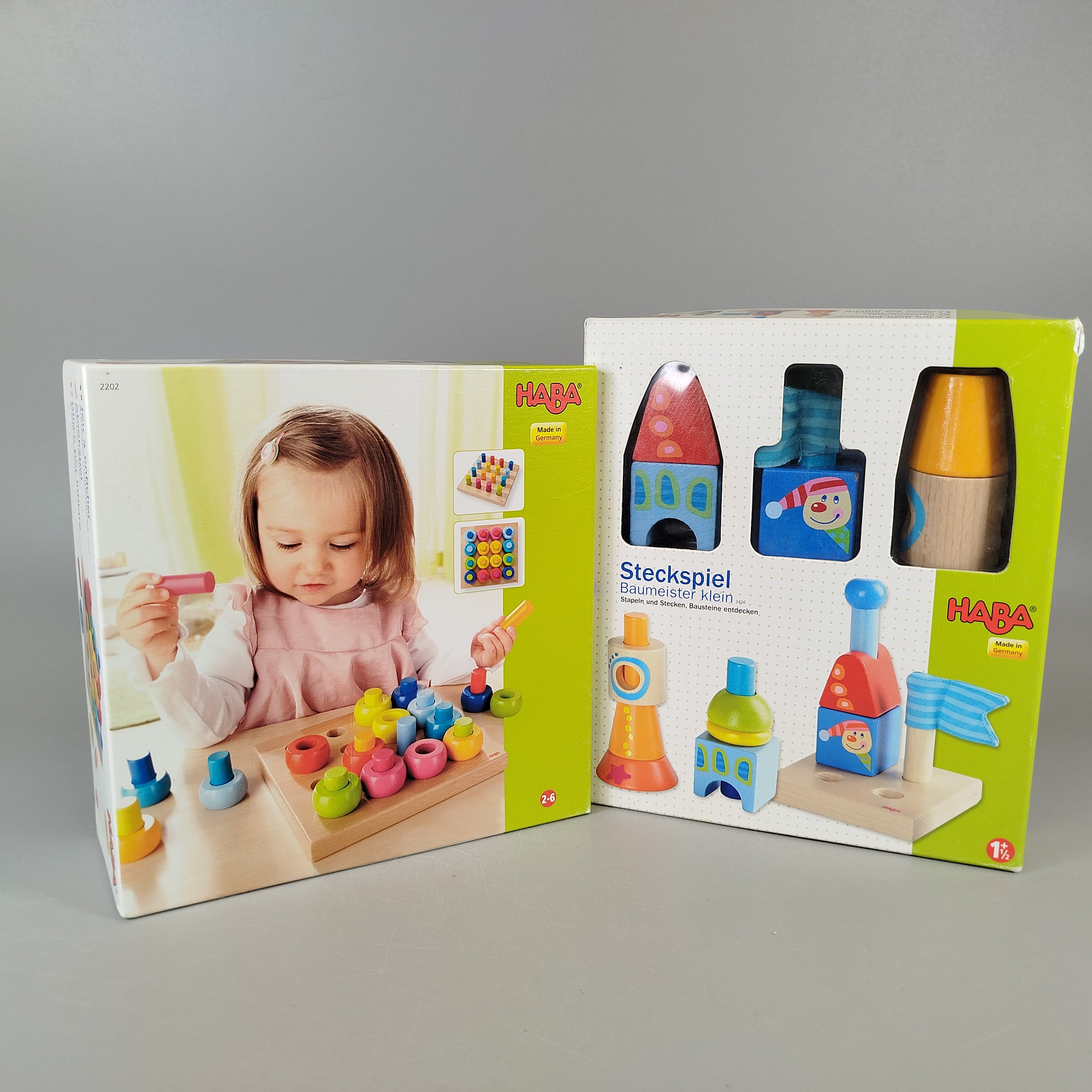 HABA Holzspielzeug Set – Farbkringel & Baumeister, gebraucht