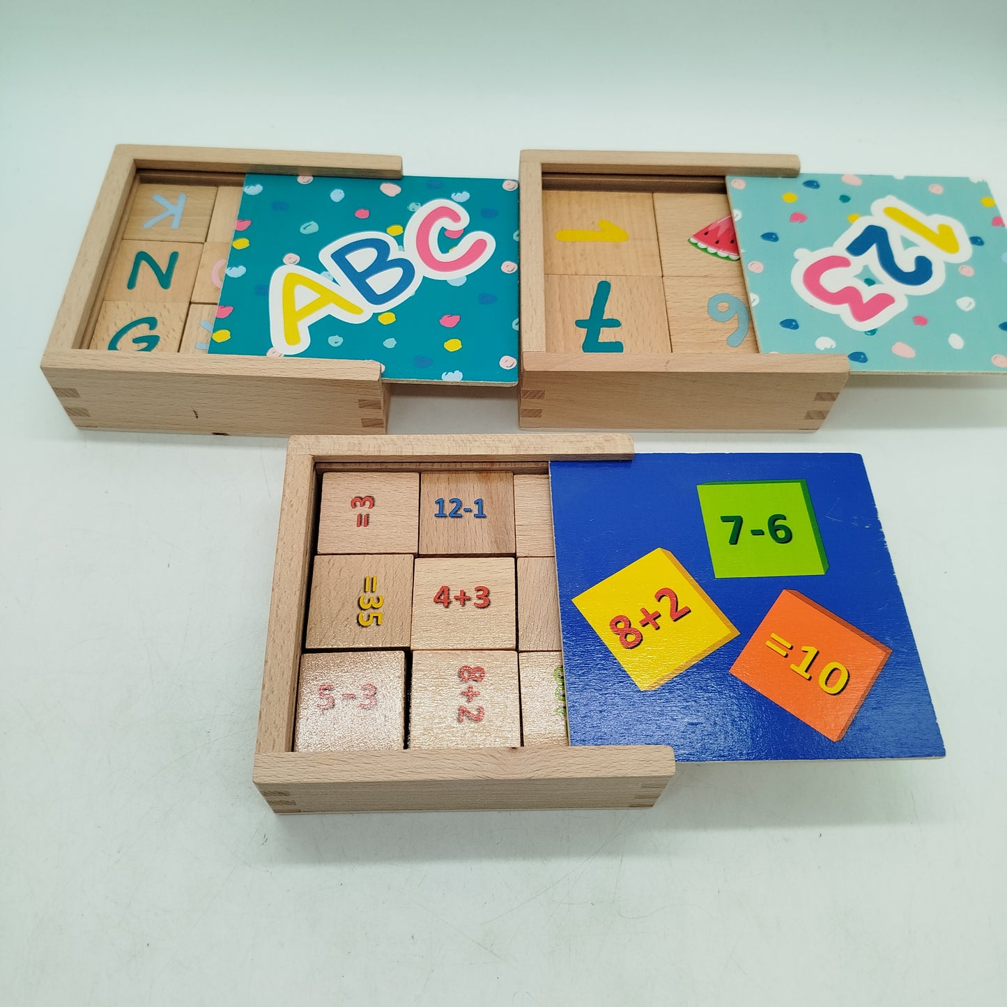 Bundle Montessori ABC Zahlen Set von 3 Holzboxen