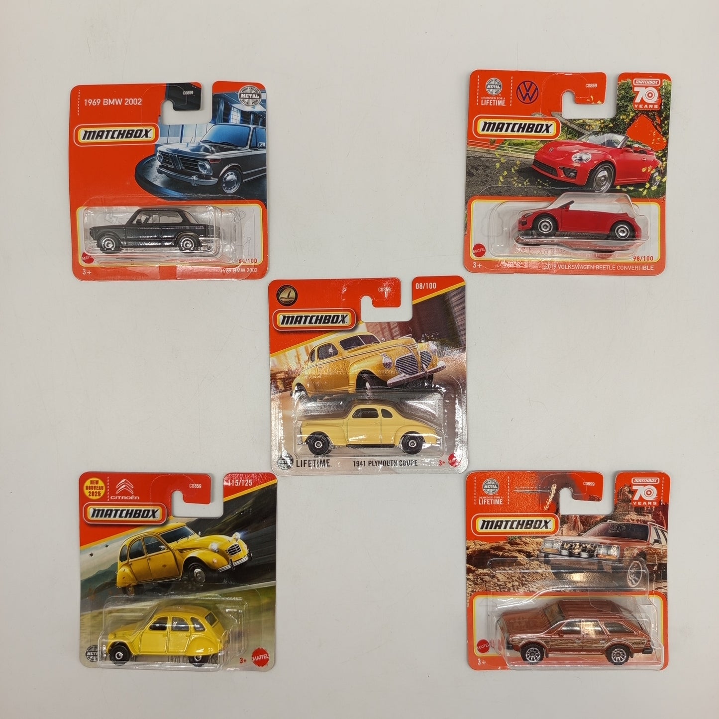 Matchbox 5er-Set – Die-Cast Sammlerautos, BMW, VW, Citroën, OVP, neu