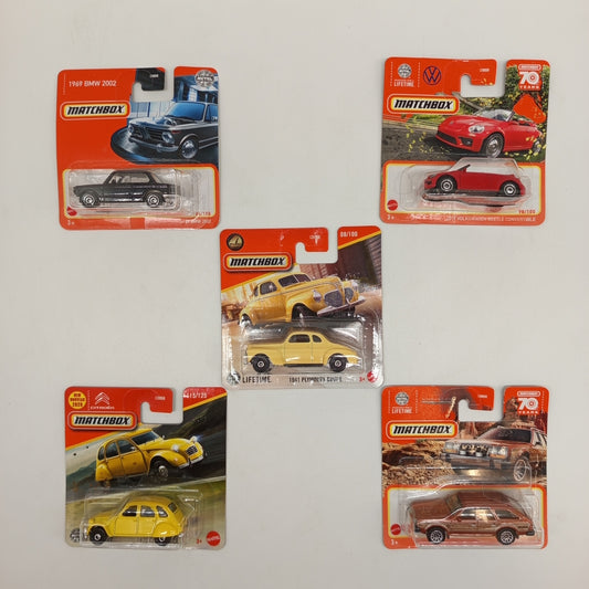 Matchbox 5er-Set – Die-Cast Sammlerautos, BMW, VW, Citroën, OVP, neu