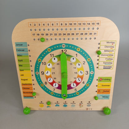 HESS Lernkalender mit Uhr – Deutschsprachiges Lernspiel