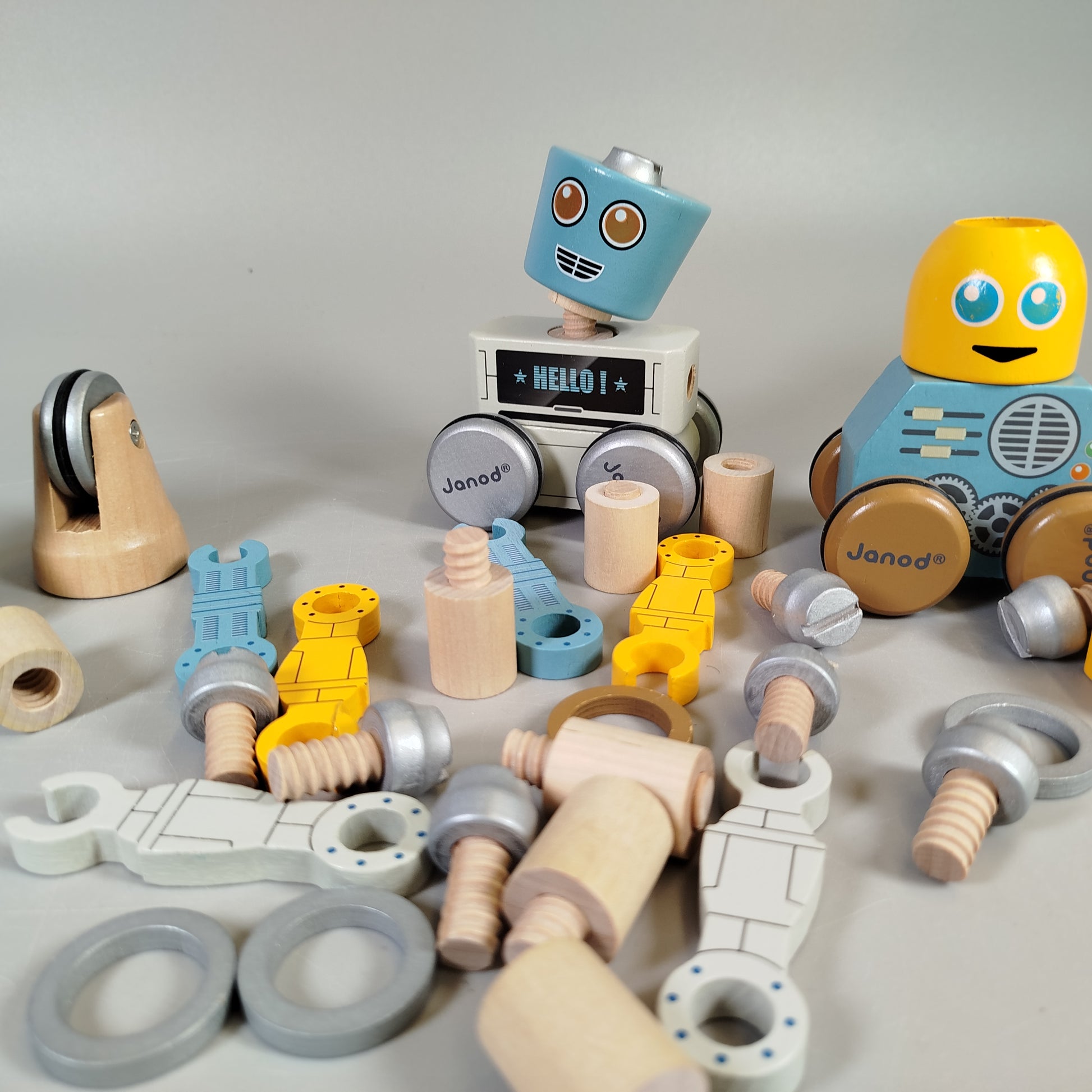 Janod Roboter Holzspielzeug Set, kreativ, vielseitig, pädagogisch