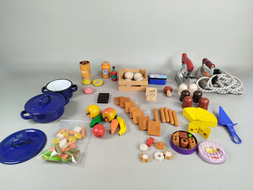 Holzspielzeug-Lebensmittel, Zubehör Set & 1 Rauco Kinderbügeleisen