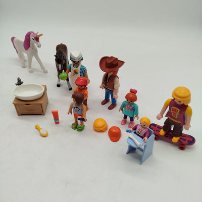 Playmobil Bundle Cowboys Pferde Einhorn Set von 9 Figuren, neuwertig