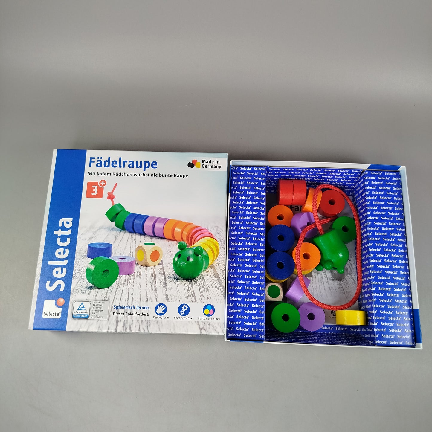 Selecta Fädelraupe Holzspiel, wie neu, ab 3 4 5 Jahre | ✅ geprüft 