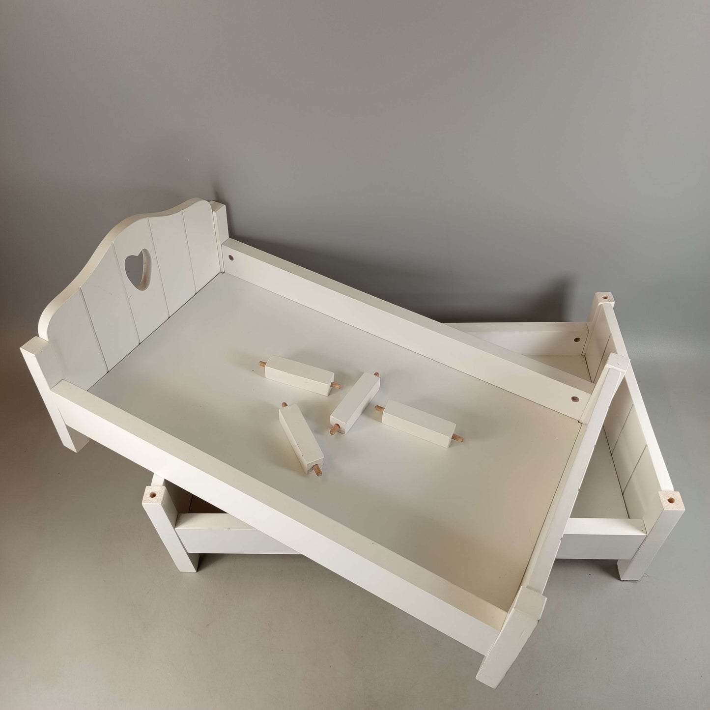 Puppenetagenbett Holz mit Bettwäsche Set
