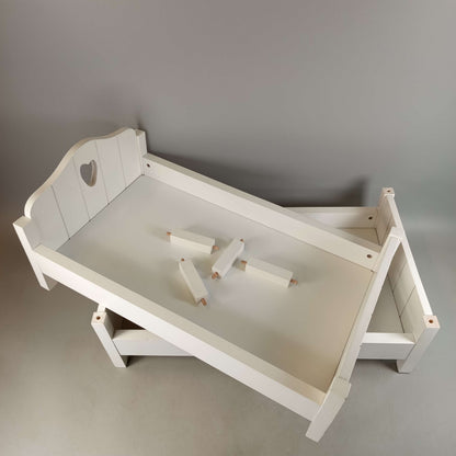 Puppenetagenbett Holz mit Bettwäsche Set