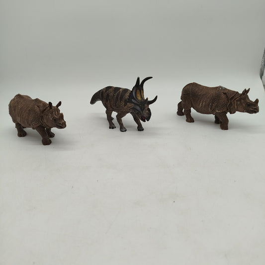 Schleich Bundle Tierfiguren Set von 3 Nashörner & Triceratops
