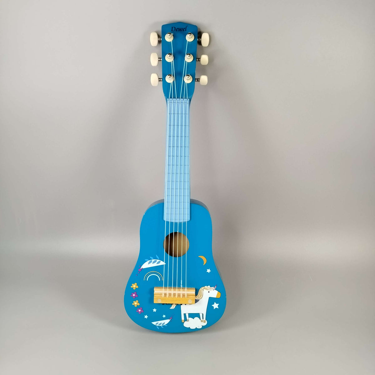 Dewel Einhorn Kindergitarre 6 Saiten blau