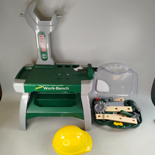 Bosch Junior Werkbank Werkzeug & Helm, gebraucht, ab 3 4 5 Jahre | ✅ geprüft 