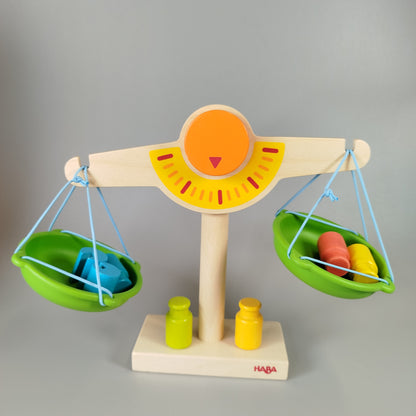  Lernuhr mit Waage - Set aus Holz