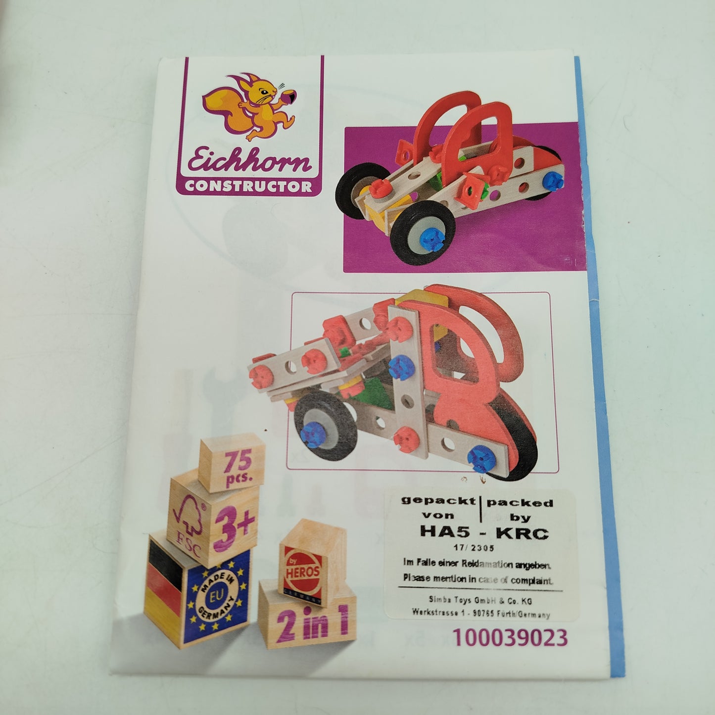 Eichhorn Constructor Konstruktionsset Holz, wie neu, ab 3 Jahre 