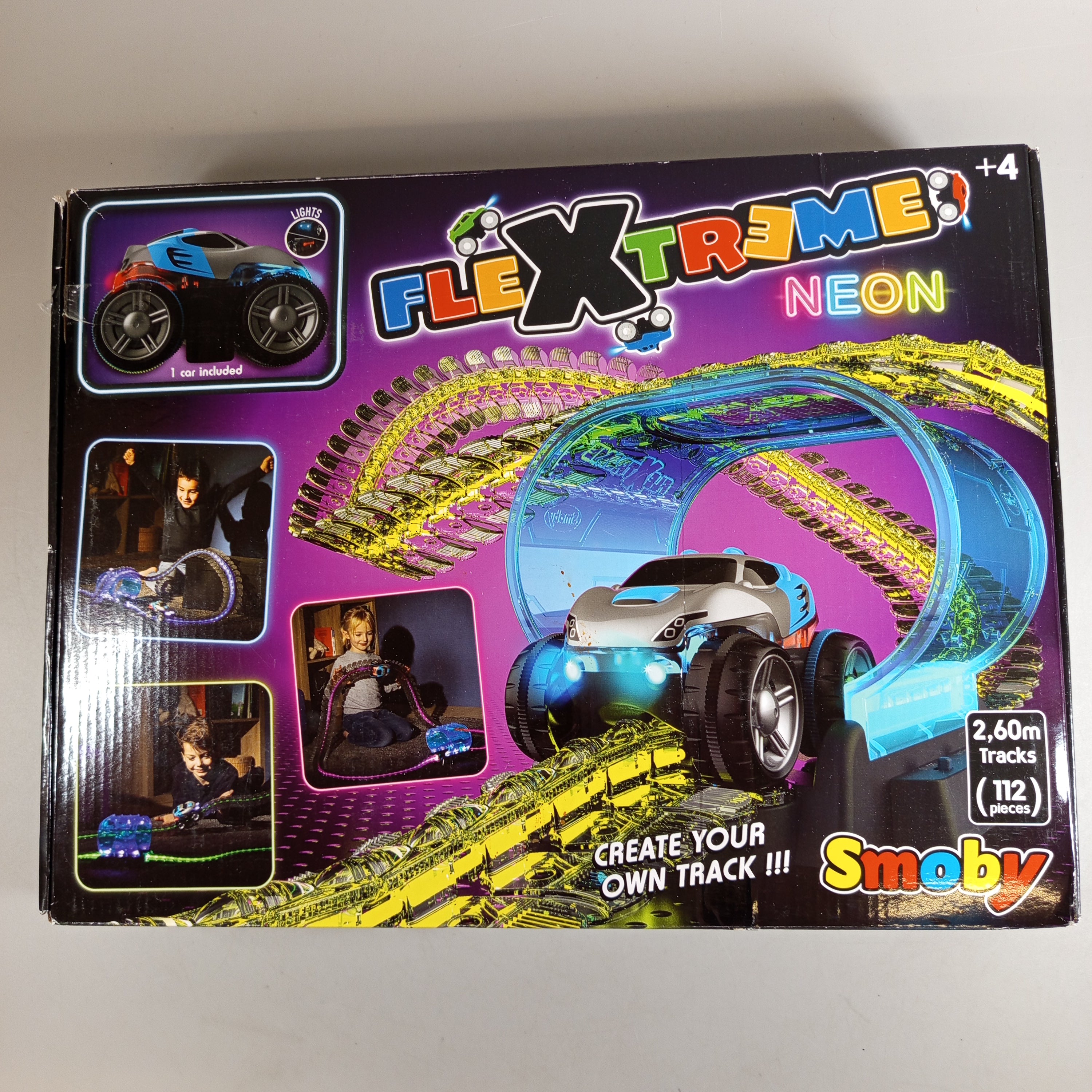 Smoby FleXtreme Neon Rennbahn 🚗💥, gebraucht, ab 3 4 5 Jahre | ✅ geprüft 