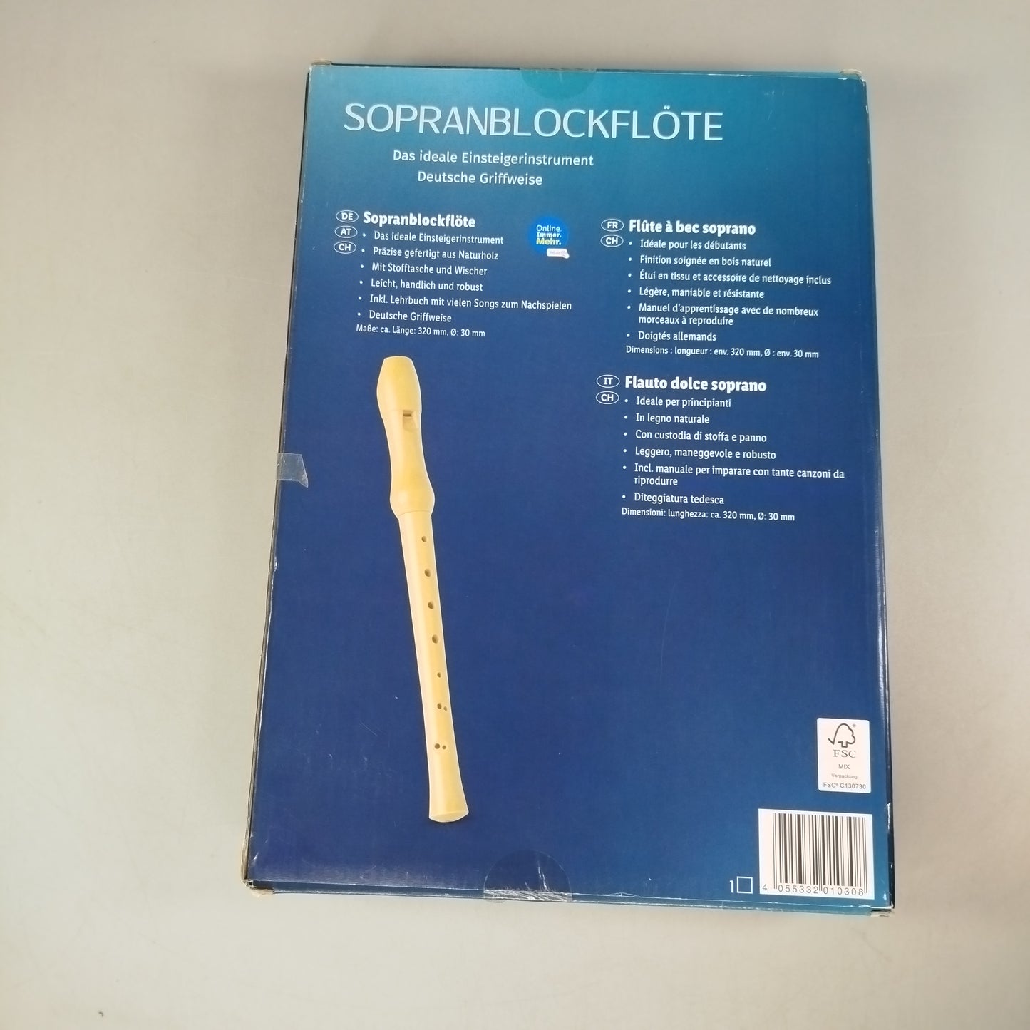 Blockflöte Sopran – Anfänger Set mit Etui & Lehrbuch, OVP