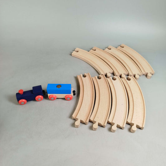 Eichhorn Holzeisenbahn Set mit Zug & 9 Kurven Neuwertig