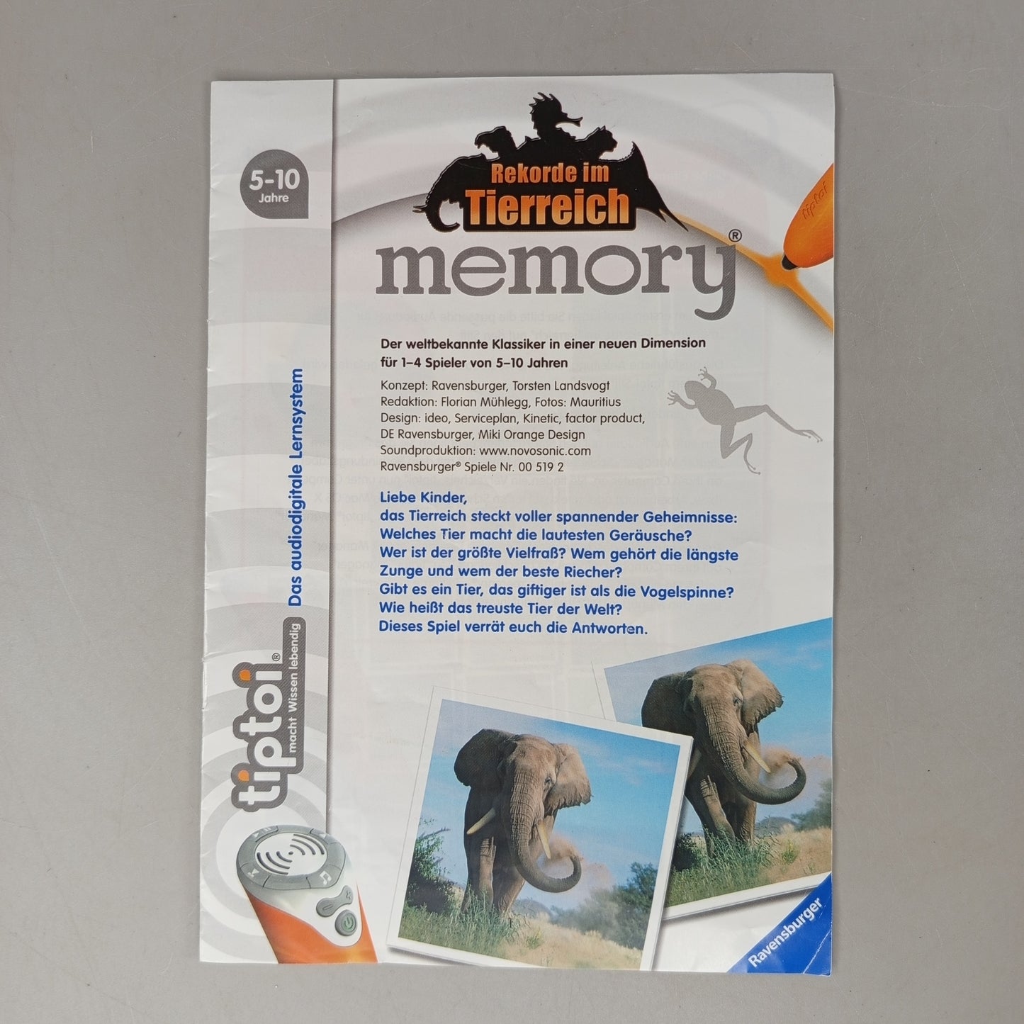 Ravensburger tiptoi Memory-Spiel – Rekorde im Tierreich, OVP