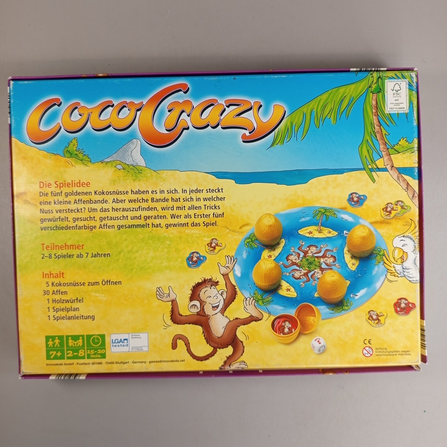 Coco Crazy Brettspiel – Gedächtnisspiel mit Affen & Kokosnussschalen, OVP