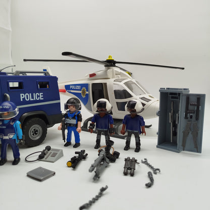 Playmobil Polizei Set – Hubschrauber & Mannschaftsfahrzeug, Figuren