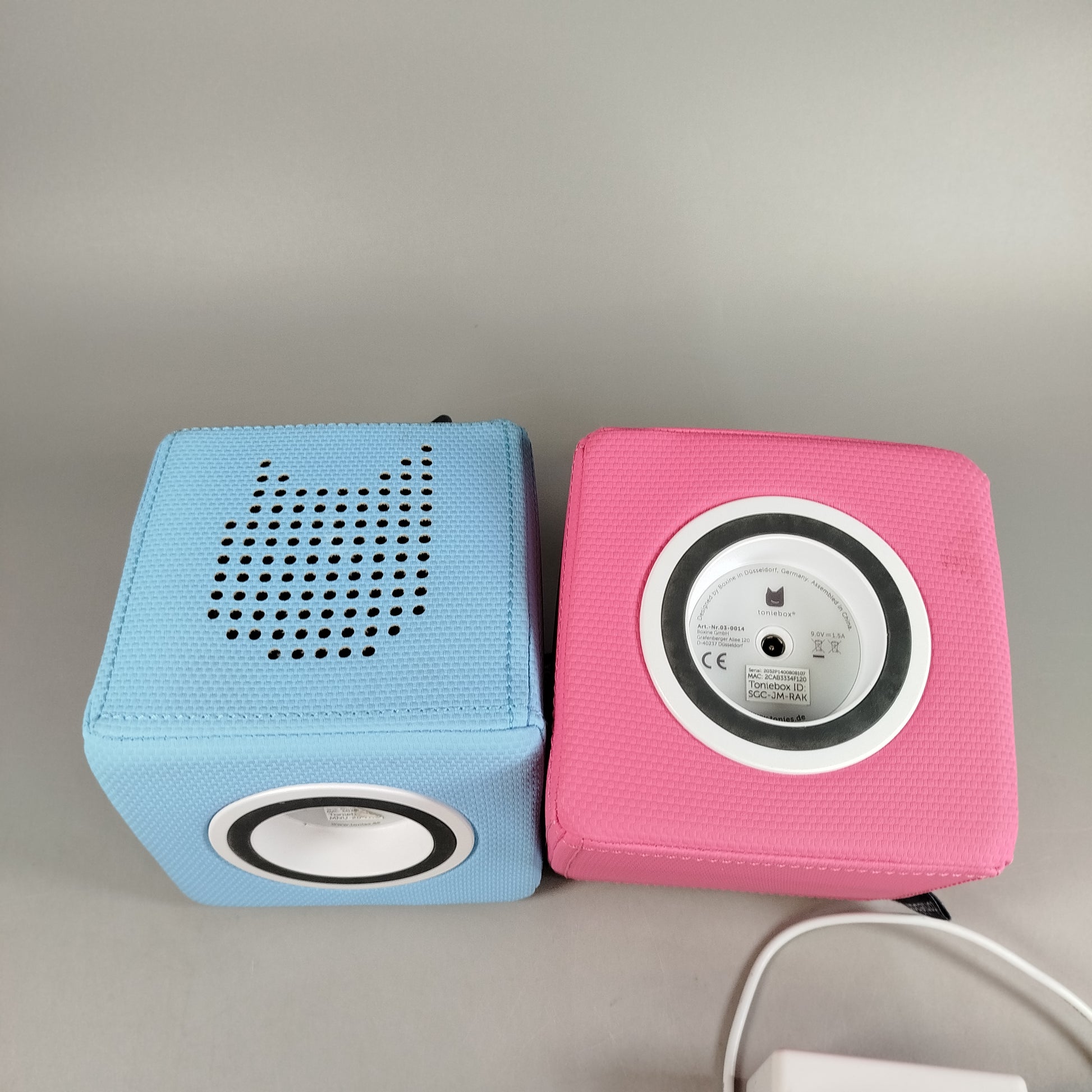 Toniebox Set von 2 Hörspielboxen Blau & Rosa mit Ladestation
