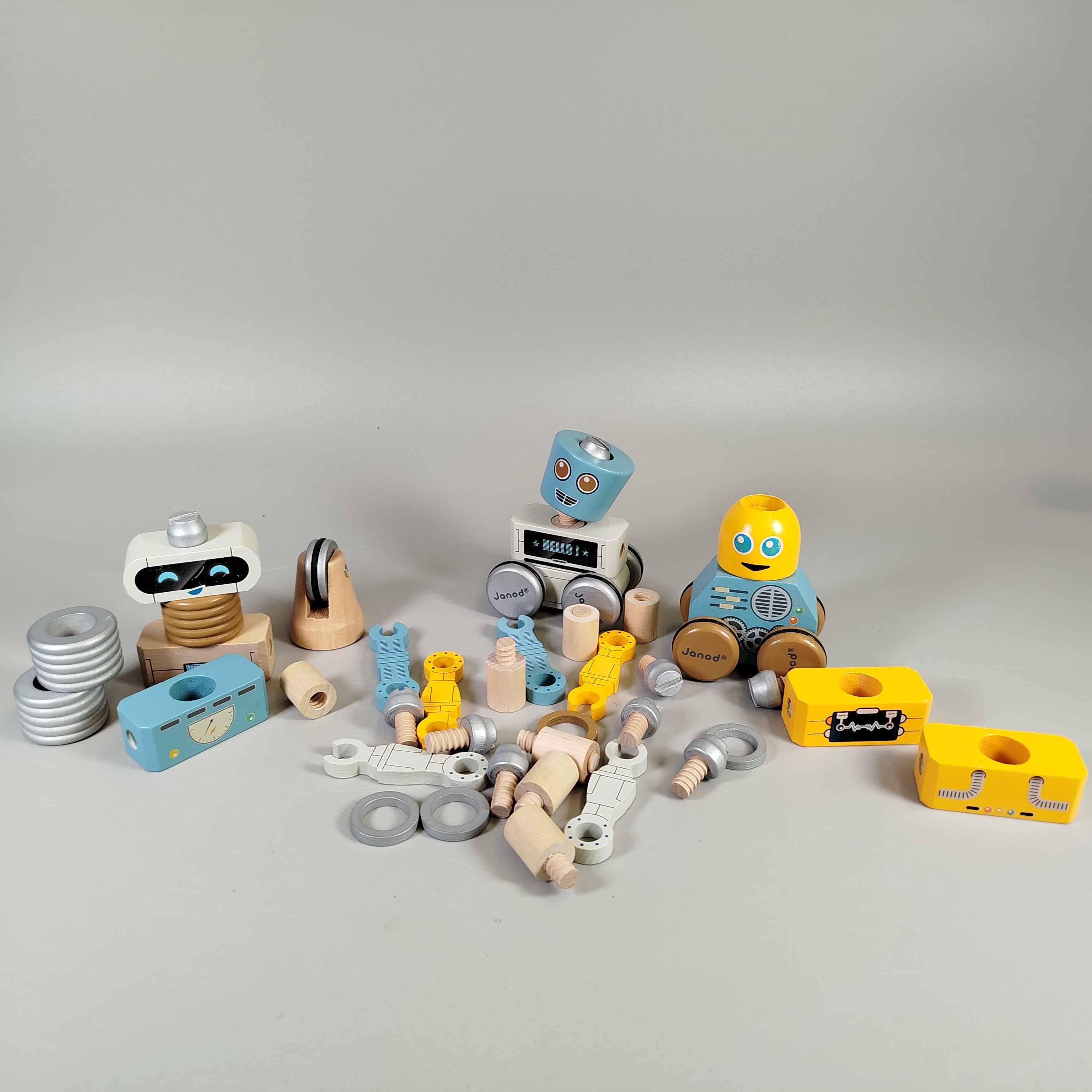 Janod Roboter Holzspielzeug Set, kreativ, vielseitig, pädagogisch
