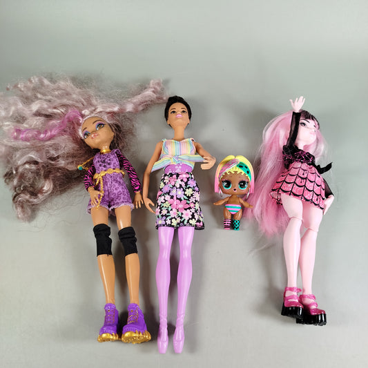 Barbie, Monster High & L.O.L. Surprise Puppen-Set von 4 Figuren