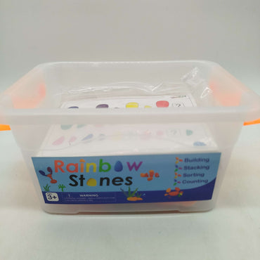Regenbogen Stapelsteine Montessori Lernspiel mit Aufgabenkarten