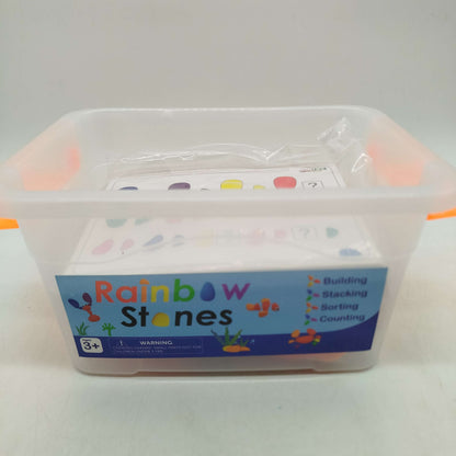 Regenbogen Stapelsteine Montessori Lernspiel mit Aufgabenkarten
