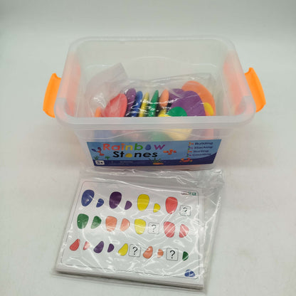 Regenbogen Stapelsteine Montessori Lernspiel mit Aufgabenkarten