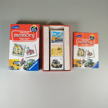 Ravensburger & HABA Brettspiel-Set – Fahrzeuge Memory & Zahlenparty