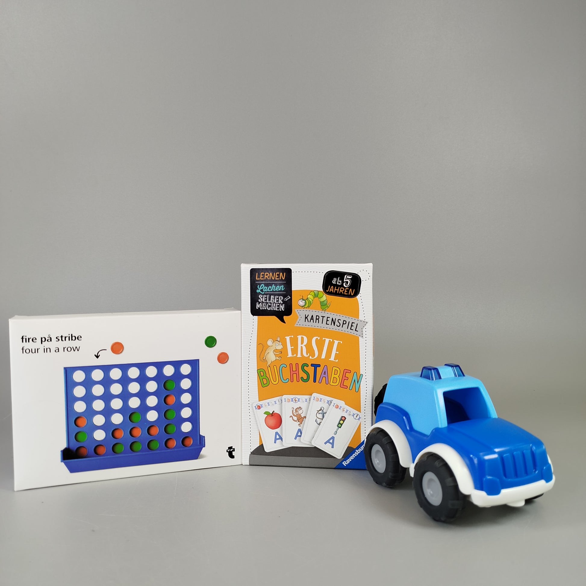 Game set: 4 in a row, letter cards & HABA car