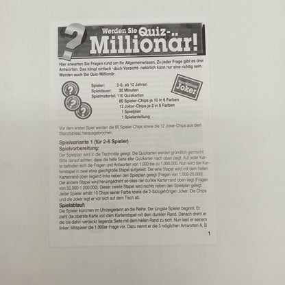 Quizspiel – Werden Sie Quiz-Millionär!, OVP, neu