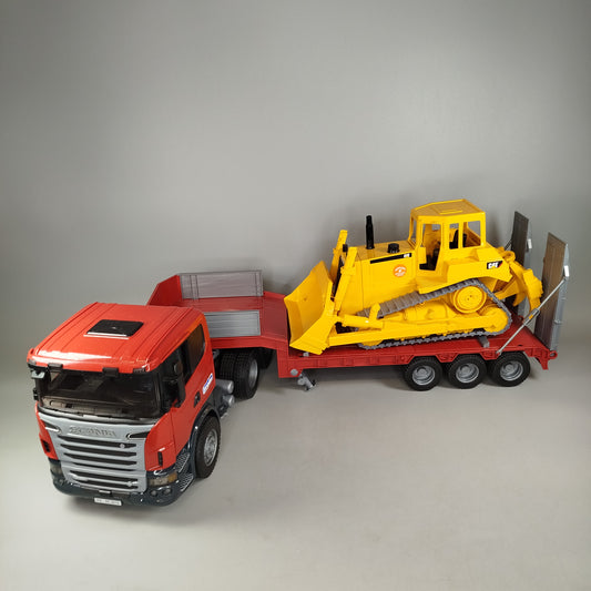 Bruder Scania LKW Tieflader & CAT Bulldozer 03555