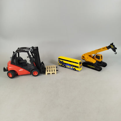 Linde Bundle Set von 3 Stapler, Bagger & Doppeldeckerbus