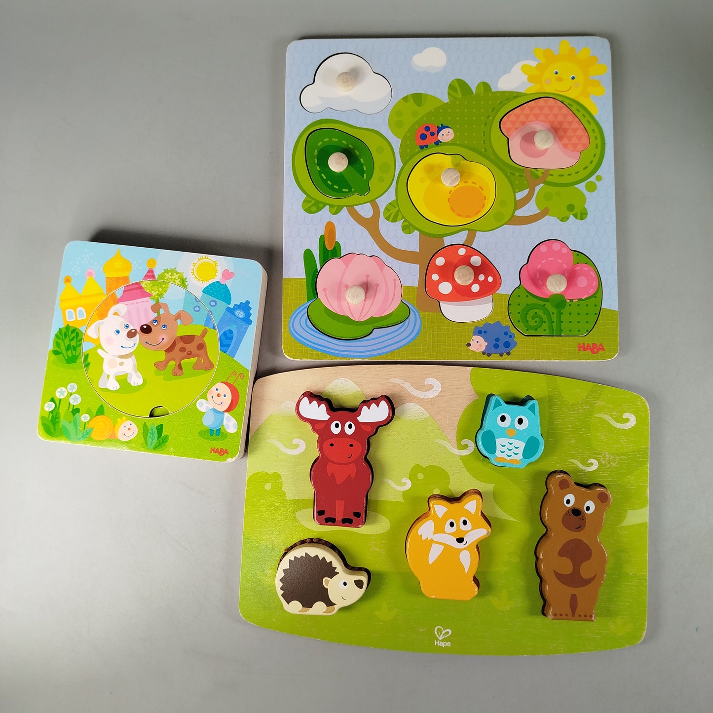 Haba & Hape Bundle Holzpuzzle Tiere Set von 3