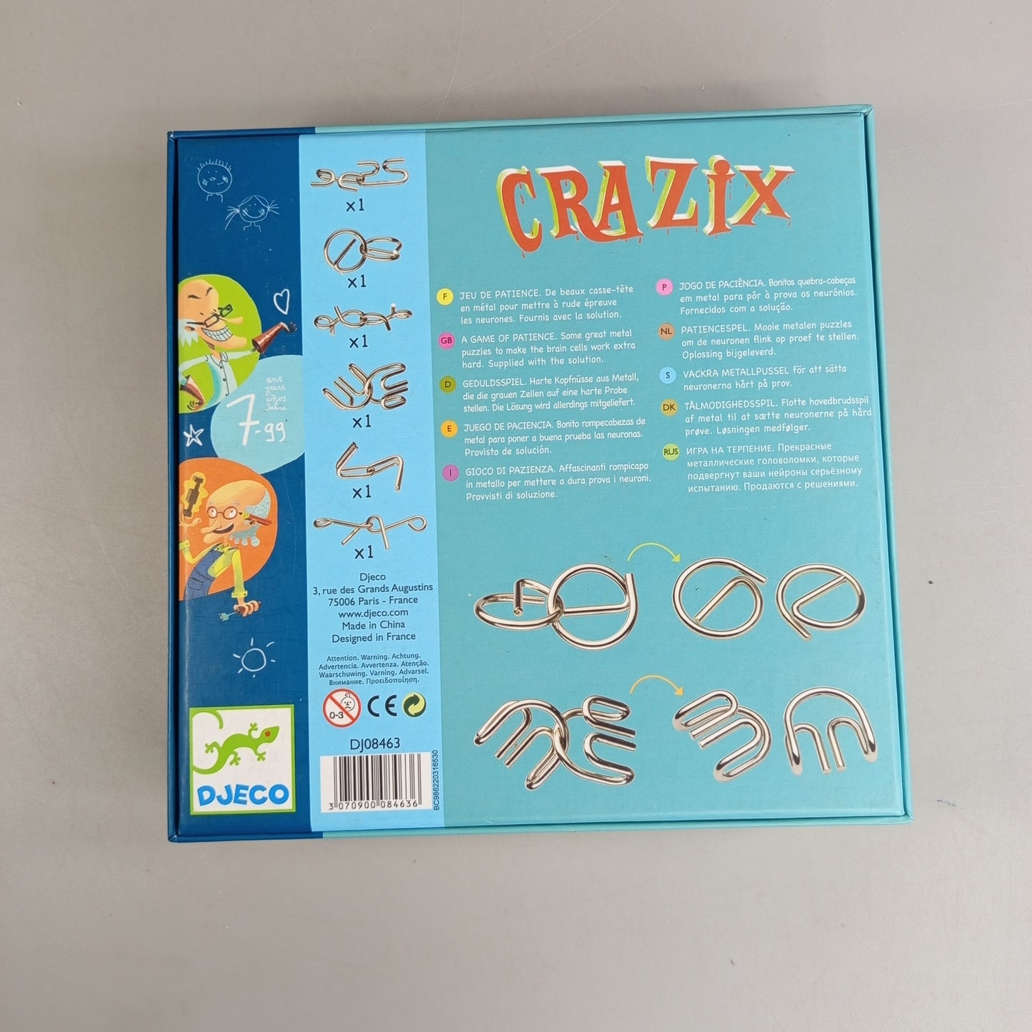 Djeco Crazix Puzzle-Spiel – Set mit 8 Metallrätseln, OVP, neu