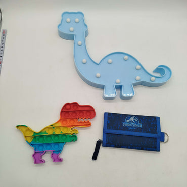 Bundle Dino Set von 4 Rucksack Licht PopIt Geldbeutel