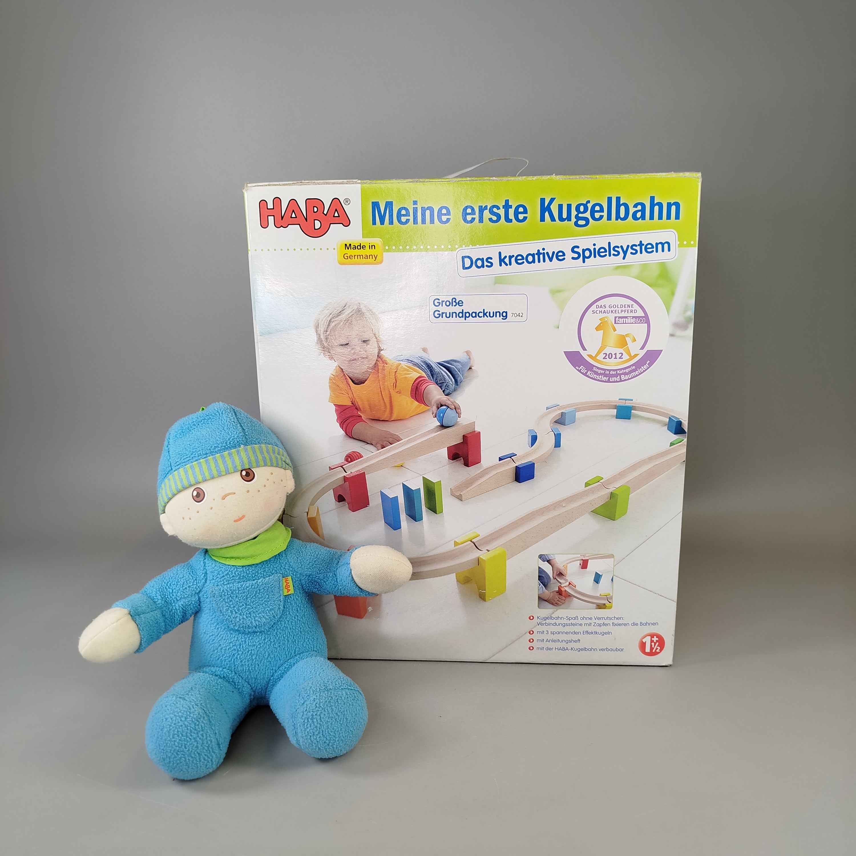HABA Kugelbahn Set – mit Stoffpuppe, leichte Gebrauchsspuren