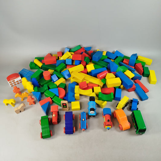 Holzbauklötze Eisenbahn & Figuren Set