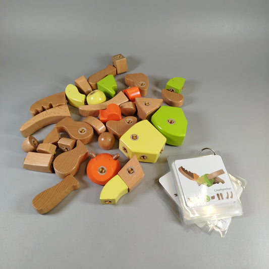 Holzbauklötze Set - Dinosaurier Bauset, wie neu