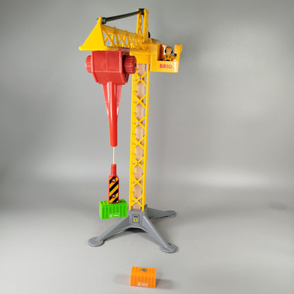 BRIO Holzspielzeug-Kran Set mit 2 Containern, Bauarbeiterfigur