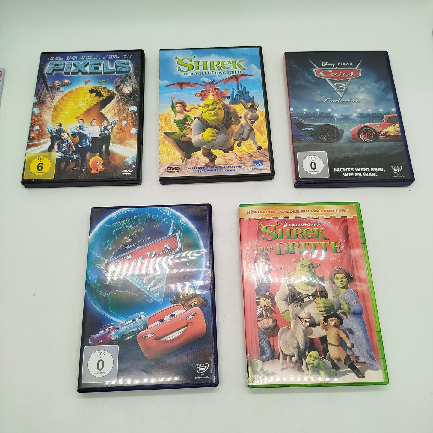 Bundle Shrek Cars Pixels Set von 5 DVDs